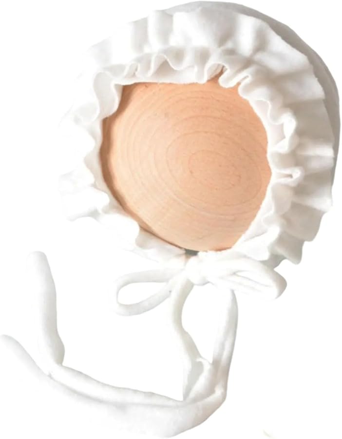 White Newborn Photography Hat Soft Spandex Baby Lace Rope Tied Comfortable Photoshoot - Image 1